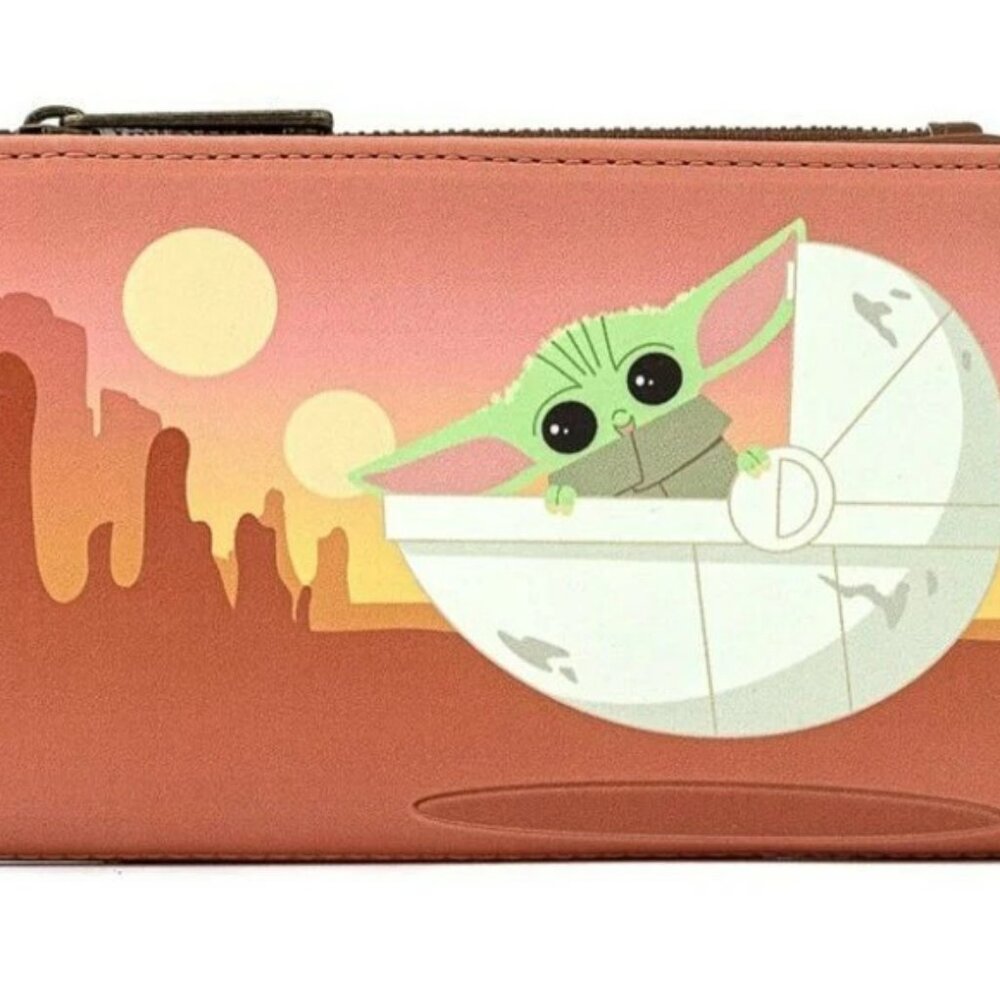 Loungefly Star Wars The Mandalorian Baby Yoda "Wait For Me" Wallet NWT